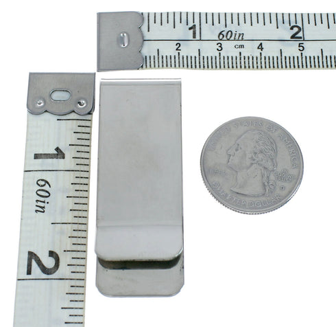 Sterling Silver And Turquoise Inlay Navajo Money Clip X10894
